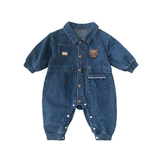 【韩版秋装婴儿牛仔爬服】连体衣春秋长袖男宝宝外出服0-2岁男童哈衣 商品图4