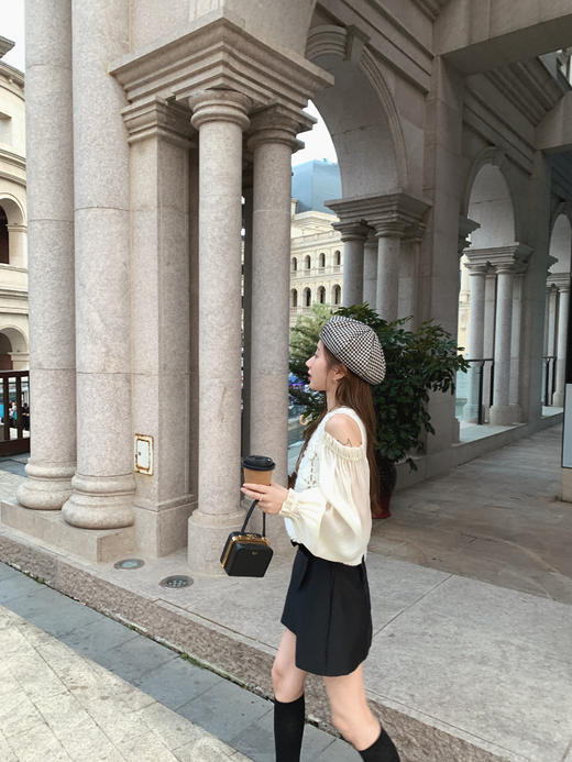 XS 金蘑菇菇 少女的信笺/温柔甜美复古艺术感钩花拼接设计感毛衣 商品图7