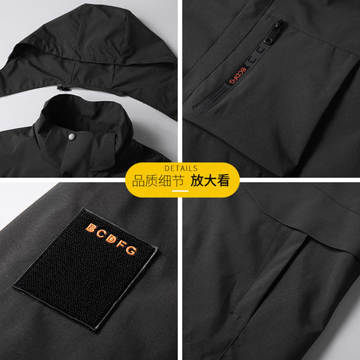 【可拆卸帽】【新款DSS】大依优型大码男装连帽夹克加肥加大休闲夹克胖子宽松防风外套上衣 商品图8