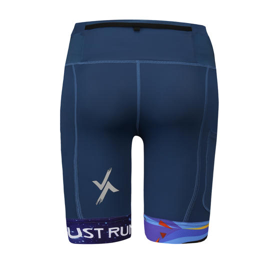 JINNMIX轻力防水腰包侧口袋5分紧身高弹短裤男女蓝色 商品图5