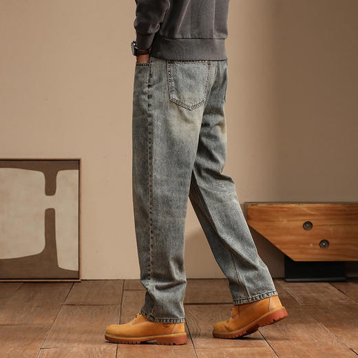 【新款DQ】大依优型大码松紧腰直筒牛仔裤长裤男舒适休闲简约百搭加肥加大男装潮款 商品图2