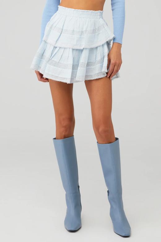 LOVESHACKFANCY - Ruffle Mini Skirt - Horizon Blue Hand Dye - 女装 - 短裙 - 蓝色 商品图0