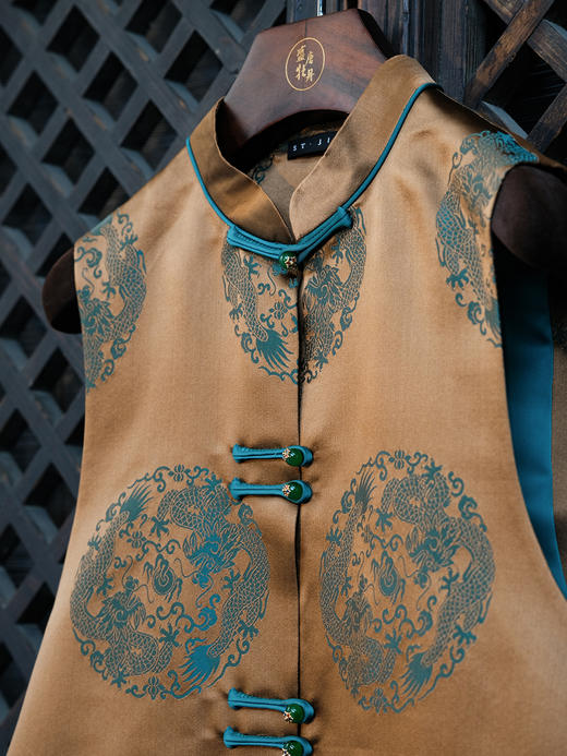 盛唐婧 |中式国风库缎圆满立领马甲 商品图3