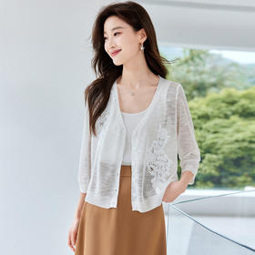 七分袖冰丝开衫，宽松镂空防晒衣披肩半袖上衣CC-ML7729