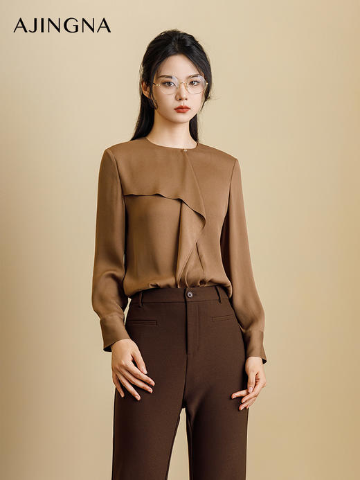 【商场同款】阿菁娜2024秋季新品大女主通勤质感衬衫A29Q102005 商品图2