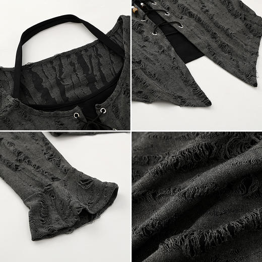 破坏感假两件挂脖暗黑辣妹上衣C4232613 商品图2