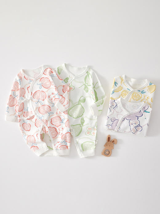 【系绳蝴蝶衣 环保印染 萌趣可爱又健康】新生婴儿蝴蝶衣 初生纯棉无骨哈衣爬服 春秋宝宝秋季衣服 婴儿连体衣-QQ 商品图1