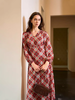 HeyDress红色格纹连衣裙女秋季V领高腰显瘦法式优雅a字长袖裙子 商品缩略图1