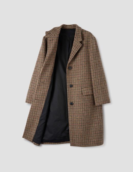 Margaret Howell 米棕千鸟格HARRIS TWEED翻领羊毛长外套 商品图8