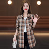TZF-中长款格子衬衫女装慵懒风春秋季新款宽松韩版百搭上衣服外套 商品缩略图3