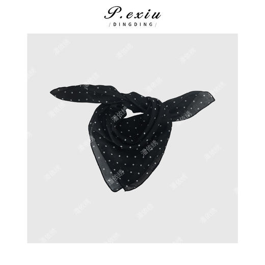 03-3潘依绣丁丁宠粉北欧风复古波点小方巾轻薄丝巾 SJ2202 商品图1