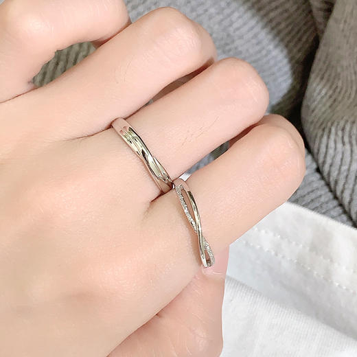 卡蒂罗/KADER 与爱相依情侣对戒 钟爱久久浪漫磨砂素圈开口可调节求婚 甜蜜饰爱双生结浪漫简约手饰 七夕情人节礼物 商品图5