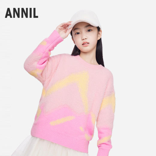 女童圆领长袖针织衫冬季新款安奈儿童装EG444625 商品图1