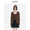 SELFWHO绵羊毛混纺针织衫开衫女2024秋新款v领吊带背心上衣两件套 商品缩略图1