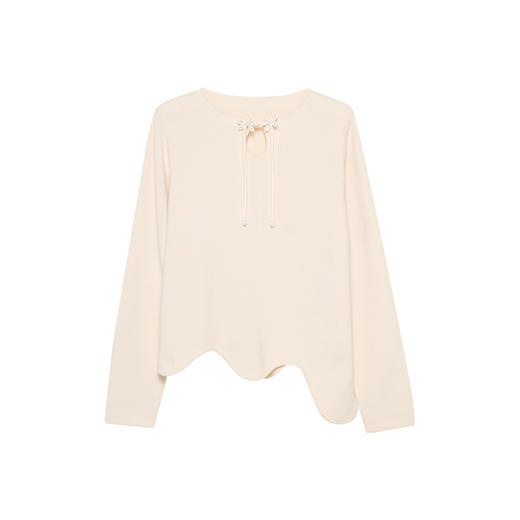 HeyDress新中式针织衫女秋季盘扣设计感毛衣弧形下摆宽松慵懒上衣 商品图4