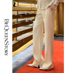 BeQueenStory【奶油白巧】时尚百搭H型垂感休闲直筒裤配送腰绳新款