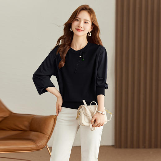 CC-16-9065秋季新款时尚中国结针织衫宽松气质上衣大码女装毛衣 商品图3