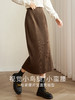 【年终特卖】熙世界复古棕色丽丝绒半身裙女秋冬2025新款复古开叉包臀直筒长裙 商品缩略图1