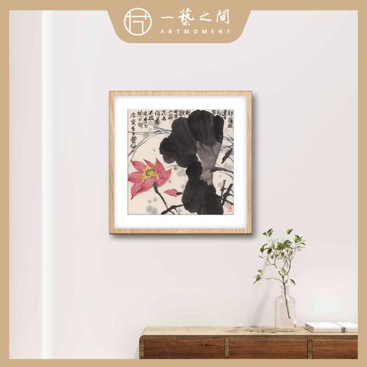 高清复制画 林丰俗《荷花》48cm*48cm 含框 复制装饰画 新中式风格轻盈高清雅致好搭配茶室客厅书房办公室已装框 商品图2