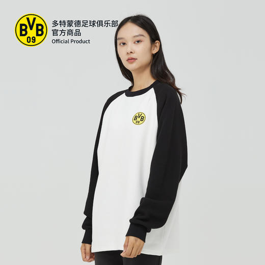 【官方正版】多特蒙德足球俱乐部｜圆领卫衣BVB拼色长袖T恤球迷休闲上衣 商品图1