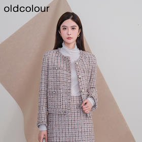 oldcolour欧珂冬季新款圆领长袖小香风时尚短外套女P460401A1