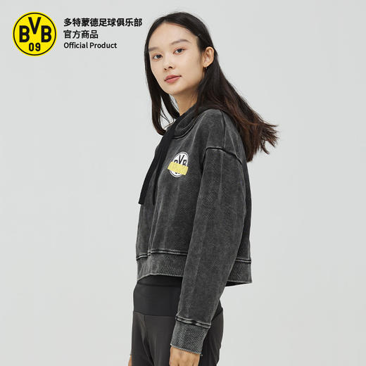 【官方正版】多特蒙德足球俱乐部｜女生水洗连帽卫衣BVB潮流重磅球迷短款 商品图2