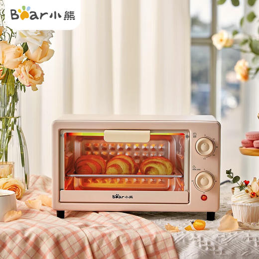 小熊电烤箱家用多功能迷你烤炉烤箱加热饭菜烤红薯烘焙蛋挞烤鸡 藕色dkx-f10m6 10升 商品图0