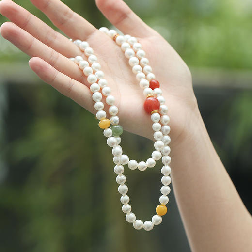 Manreya玛芮雅“云间霓裳”珍珠蜜蜡南红长款项链个性时尚饰品 商品图8