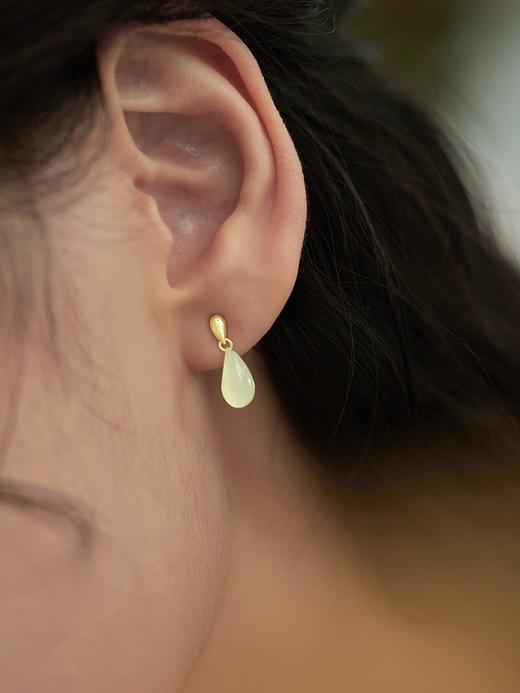 Oflye潮流饰品   法式复古水滴玉髓吊坠S925纯银耳环女高级感小众耳钉简约气质耳饰 商品图0