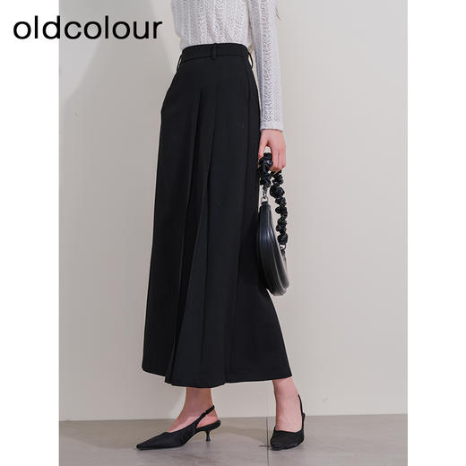oldcolour欧珂2023冬季新款时尚A字纯色高腰长裙女P420602A1 商品图1