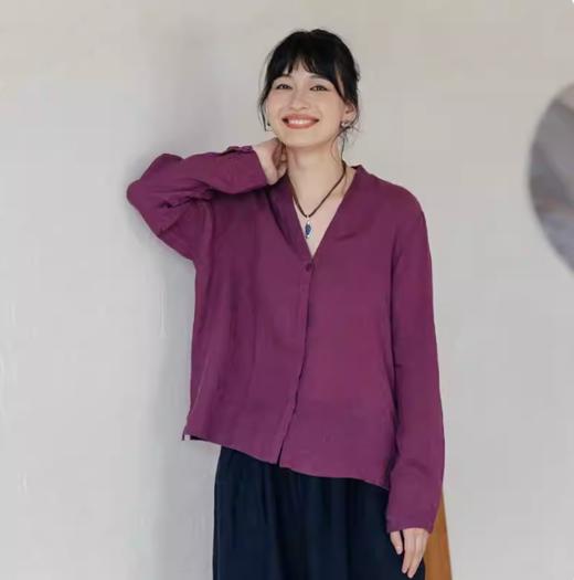 绽放318朵/长袖亚麻V领衬衫 商品图7