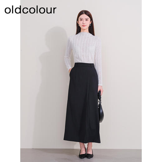 oldcolour欧珂2023冬季新款时尚A字纯色高腰长裙女P420602A1 商品图3