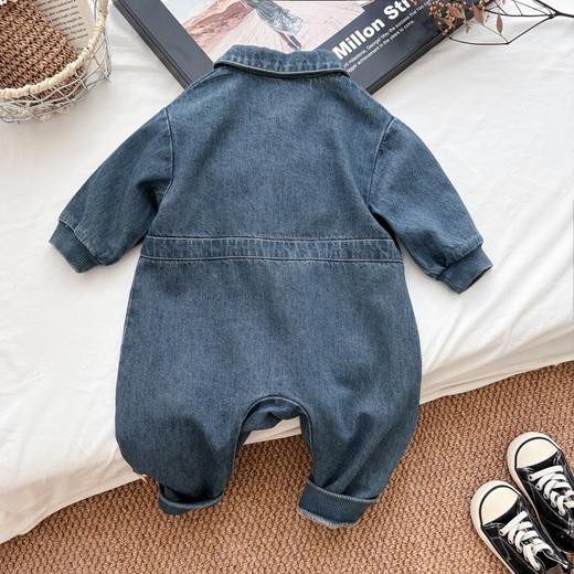 【韩版秋装婴儿牛仔爬服】连体衣春秋长袖男宝宝外出服0-2岁男童哈衣 商品图1