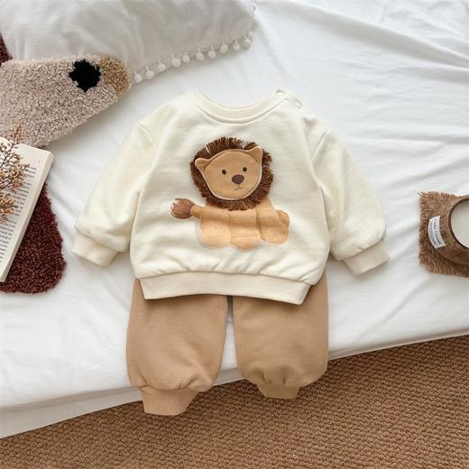 【儿童秋季卫衣裤子两件套】长毛狮子男宝宝衣服婴儿春秋男童长袖套装 商品图0