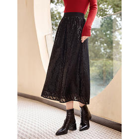 【69元福袋，不支持退换】熙世界亮闪闪珠片黑色半身裙女气质名媛直筒中长裙子2025秋季新款