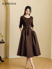 【商场同款】阿菁娜秋季新款法式圆领高腰连衣裙A29Q112062 商品缩略图0