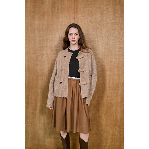 HeyDress撞色腰头半身裙女秋季复古A摆伞裙显瘦气质设计感裙子 商品图1