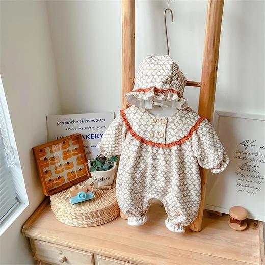 【送帽子！】2024年宝宝新款韩版衣服秋冬装连体衣婴儿碎花夹棉保暖外出服爬服 商品图0