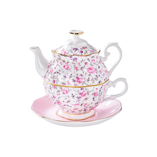 Royal Albert 玫瑰满花 一人悦享茶具套装 玫瑰满花骨瓷咖啡壶一人悦享英式茶具 商品图0