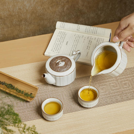 【活瓷陶器茶具】云龙如意茶县组 1壶6杯1茶海 商品图0