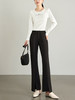 【1件7折】熙世界黑色开叉休闲喇叭裤女春秋新款高腰显瘦垂坠感西装微喇裤子 商品缩略图3