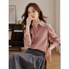 【年货节】熙世界法式气质酒红色衬衫2025秋装长袖通勤休闲高级感磨毛衬衣 商品缩略图1