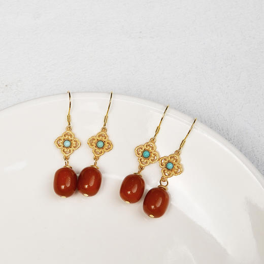 S925蜜蜡耳坠约9mm 商品图0