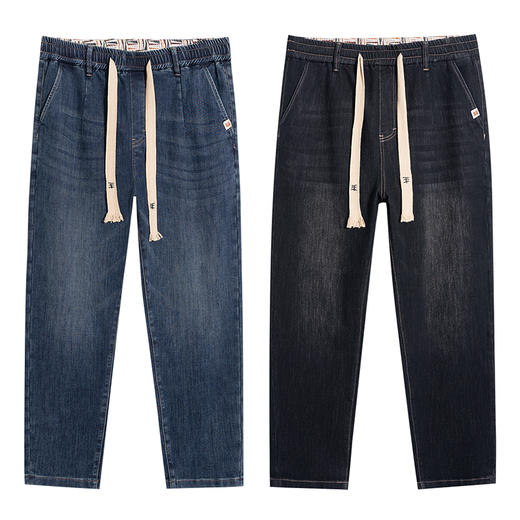 【新款DMH】大依优型大码潮款松紧腰牛仔裤加肥加大宽松男士胖子300斤显瘦潮流弹力舒适 商品图7