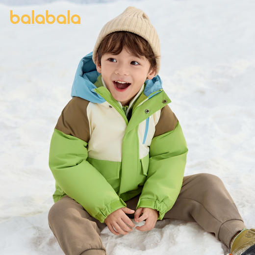 巴拉巴拉童装儿童羽绒服男童女童连帽外套新款冬装撞色拼接潮 商品图1