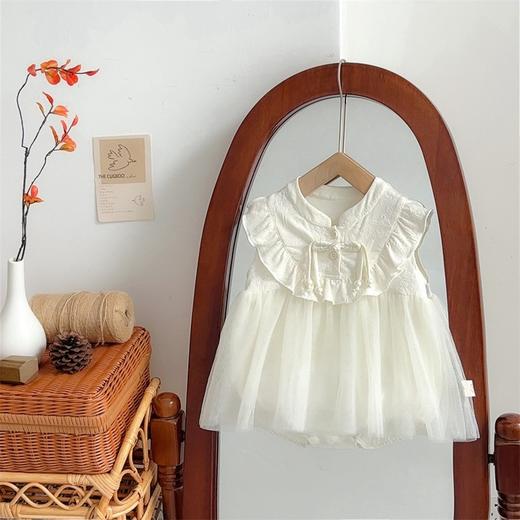 【婴儿甜美可爱宫廷风包屁衣】衣服春装哈衣女宝宝甜美可爱网纱盘扣长袖新生儿 商品图1