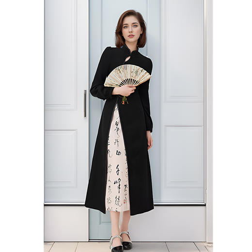 8/22奢姿大码女装2024秋季气质小立领旗袍裙子胖妹妹时尚拼接连衣裙9943862026 商品图1