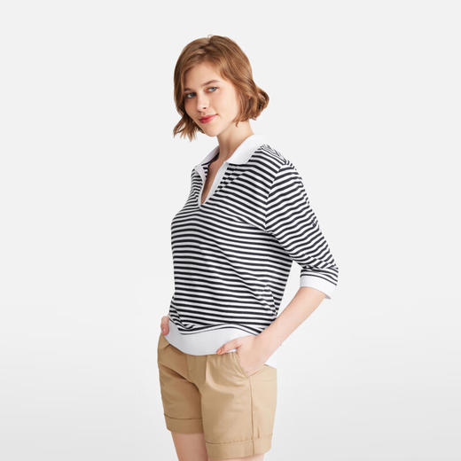 艾高 七分袖POLOT恤女  BD661-F 白色. 商品图1