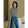 Heydress黑白条纹针织衫女秋季高领打底衫复古修身显瘦百搭上衣 商品缩略图0