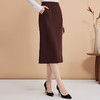 EITIE爱特爱气质优雅高级咖色高腰包臀过膝a字半身裙秋季新款D2406401 商品缩略图3